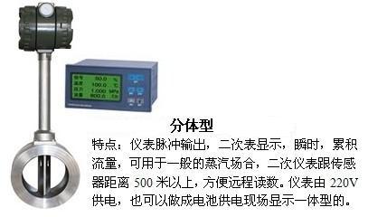 渦街蒸汽流量計分體型產品特點圖