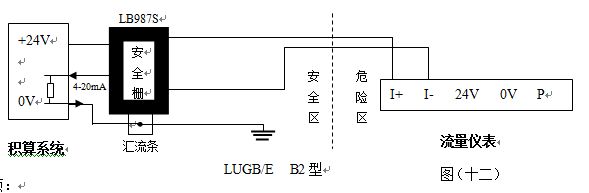 防爆dn80渦街流量計4-20mA電流輸出型接線圖